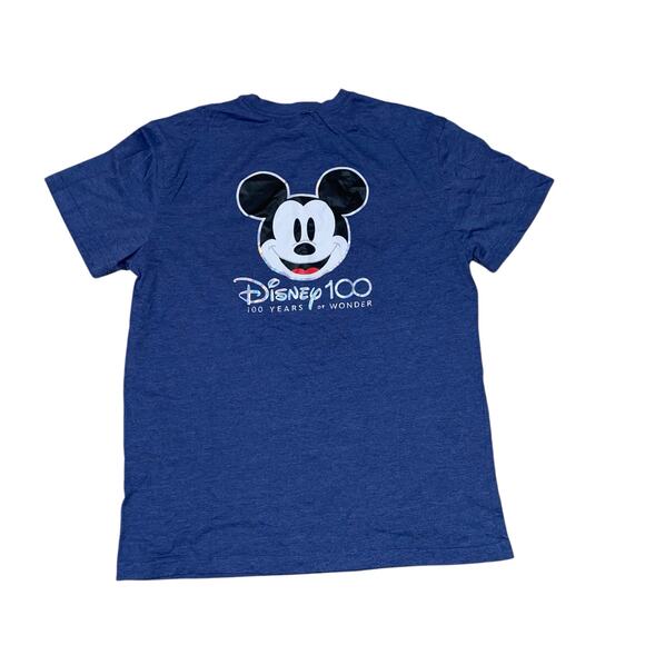 Disney 100 100 Years of Wonder Blue Mickey Mouse Graphic Short Sleeve T-Shirt L - Picture 2 of 3